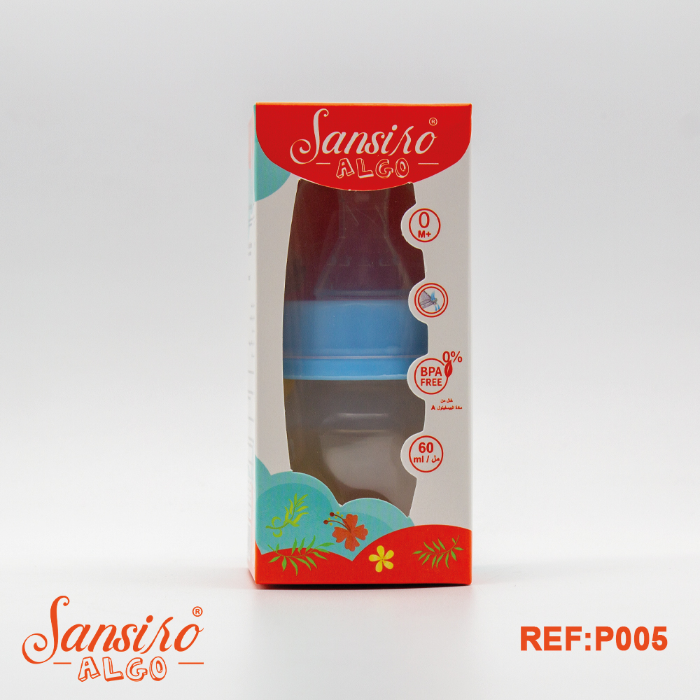 biberon sansiro algo en plastique 60 ml sans bras.