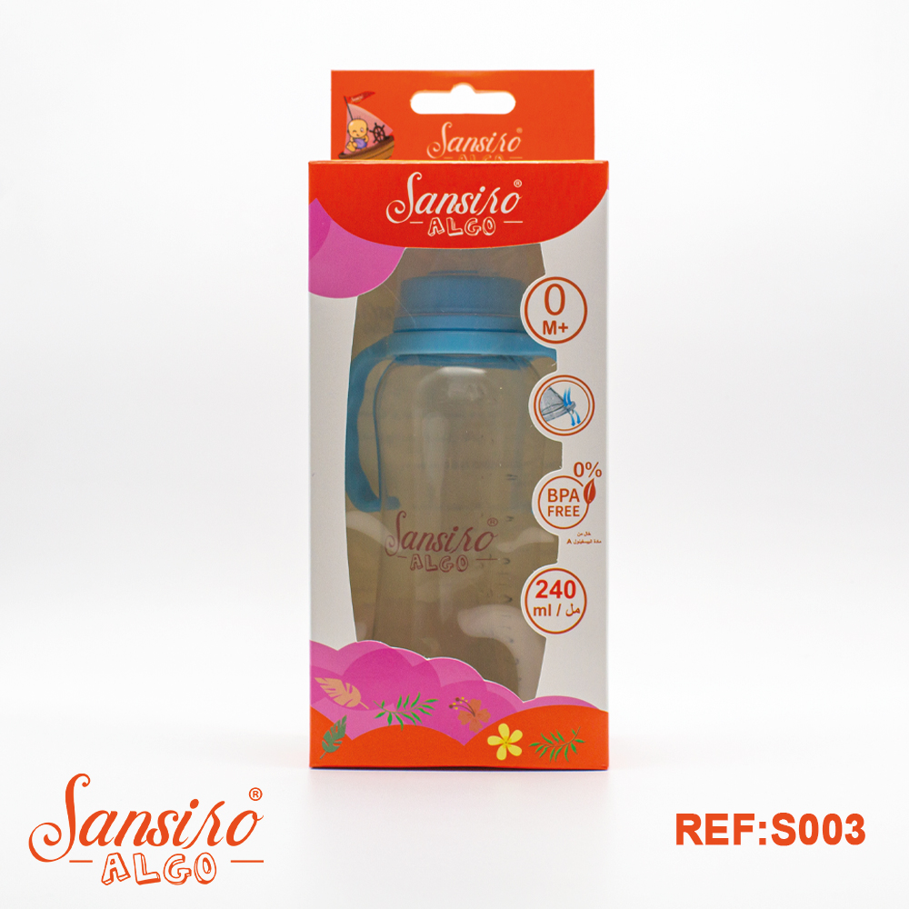 biberon sansiro algo en verre 240 ml avec bras.
