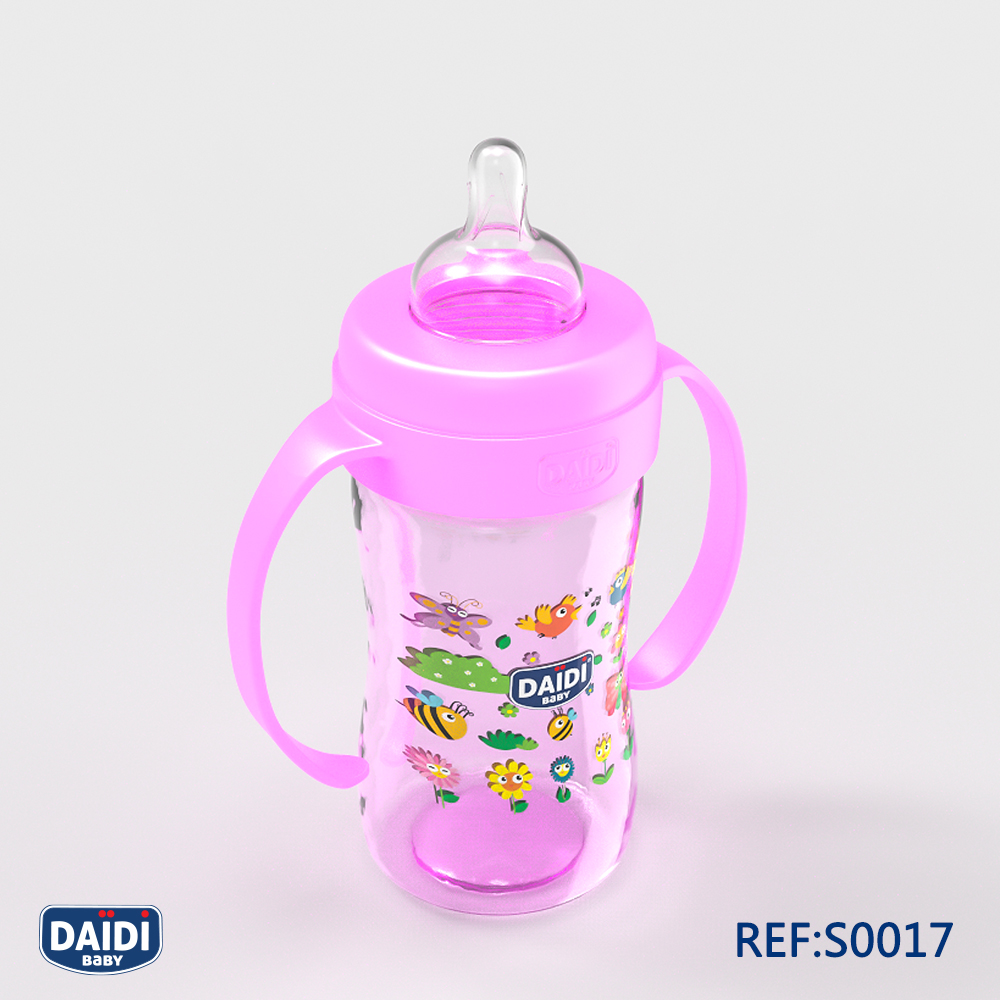 biberon daïdi baby 150 ml en plastique avec bras.